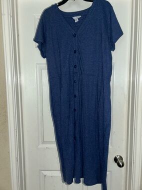 Liz Claiborne Blue Short Sleeve Midi Dress
